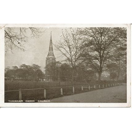 PC20416 Turnham Green Church. Sepia Gloss. 1925