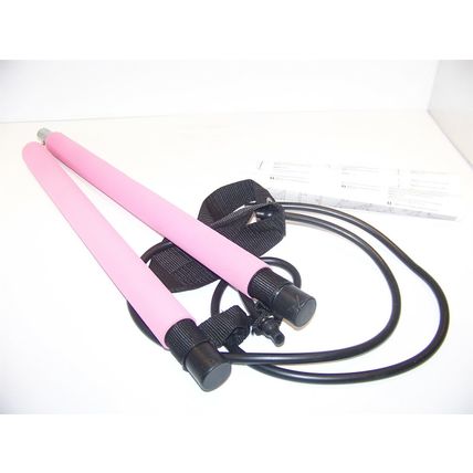 Pilates Bar Yoga Exercise Bar w/ Resistance Bands unbranded PINK NEW