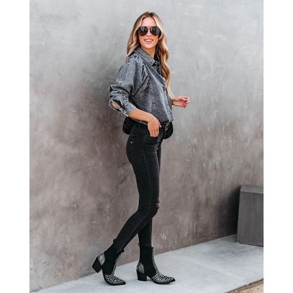 fashion street style denim shirt lady Autumn and winter lapel casual