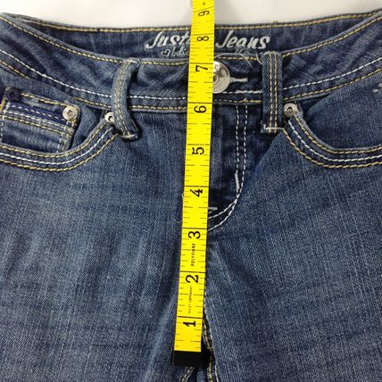 Justice Jeans Girls Distressed Straight Leg Blue Jeans Size 7R