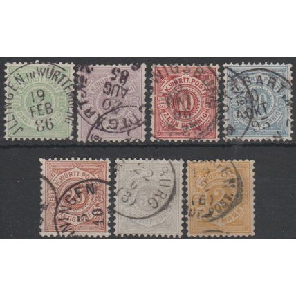 Mi: 44/50 used 1875 Wurttemberg Mi 50 signed Cat € 499