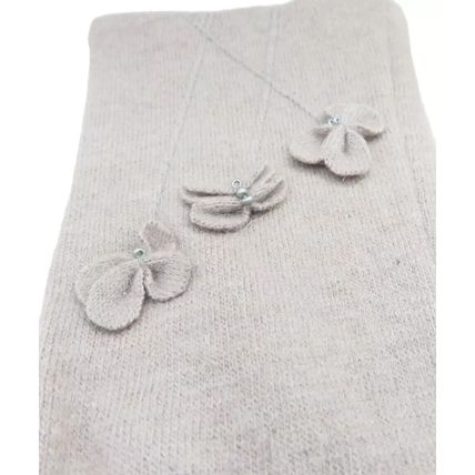 Ladies Gloves Beige with Flower Detail Clothing Accessory 23.5 CM