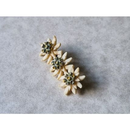 Vintage Austrian Carved Edelweiss Brooch | 1920s Celluloid Flower Pin