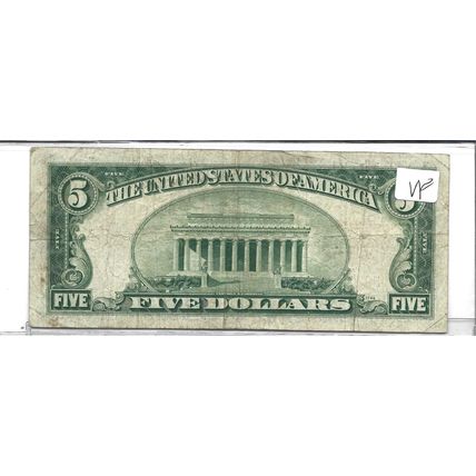 1928-F US $5.00 Bill VF