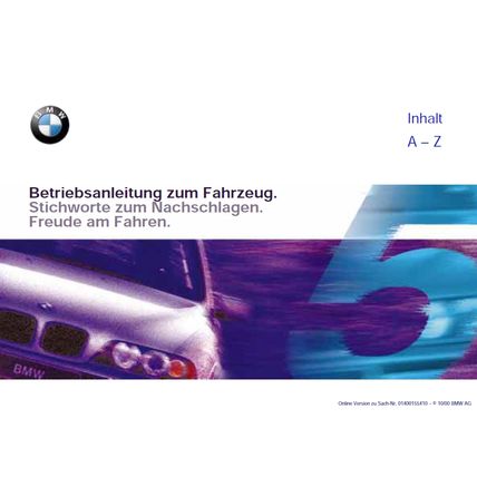 BMW 5 DIE SERIE BETRIEBSANLEITUNG 2000 AUTO 271 SEITE DEUTSCH