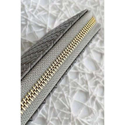 Medium Grey Woven Textured Zip Around Long Wallet