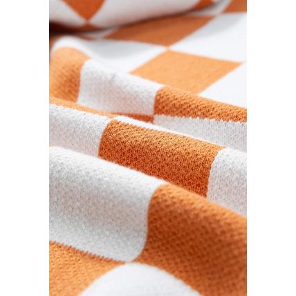 Gold Flame Checkered Split Neck Contrast Kangaroo Pocket Hooded Sweater