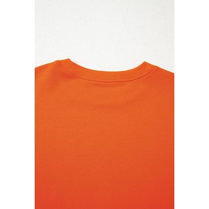 Orange Varsity Striped Detail Drop Shoulder Oversized Sweatshirt