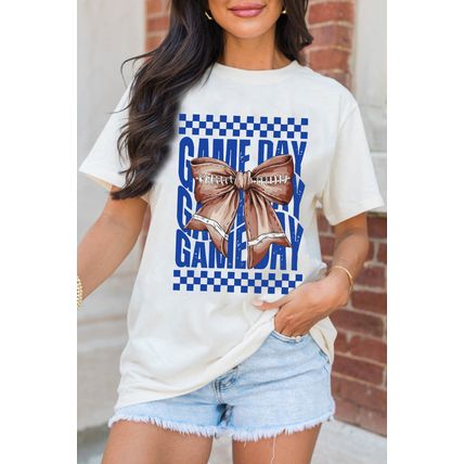 White Rugby Bowknot GAME DAY Graphic Tee