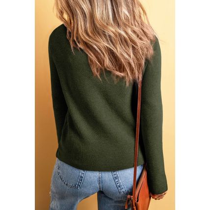 Moss Green Lightweight Ribbed Knit Button Front V Neck Cardigan