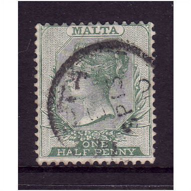 MALTA 1885 SG 20 1/2 d GREEN FINE USED #3
