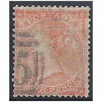 1863 SG82 4d Pale Red - hairlines- Good+ Used "OH"...