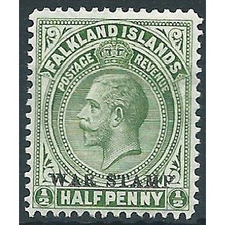 Falkland Islands 1918 SG70a 1/2d Yellow-Green WAR STAMP Mounted Mint .. ..