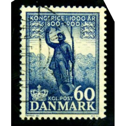 DENMARK 1953 SG 396 60 ORE BLUE SOLDIERS STATUE FINE USED #2
