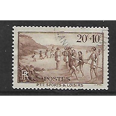 FRANCE 1937 POSTAL WORKERS SPORTS FUND 20c + 10c TUG OF WAR SG 578 FINE USED