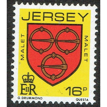 Jersey 1981 Arms of Jersey Families 16p Multicoloured SG265 UM