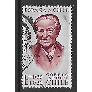 CHILE 1961 EARTH QUAKE RELIEF FUND 20c + 20c GABRIELA MISTRAL SG 536 FINE USED#