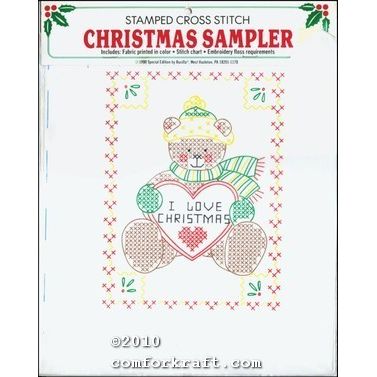 Stamped Cross Stitch Christmas Sampler Christmas Bear No 63369
