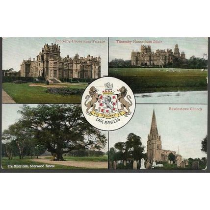 Edwinstowe, Nottinghamshire - Thoresby House, Major Oak - postcard c.1905-10