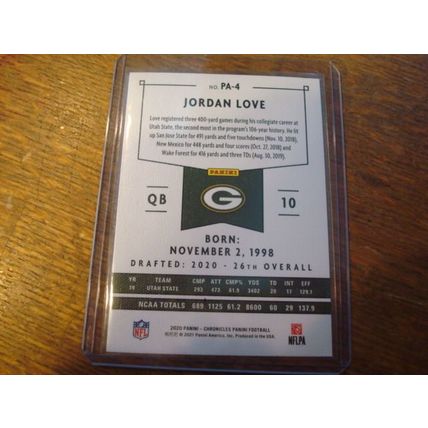 2020 Chronicles, JORDAN LOVE Rc, #PA-4, Packers