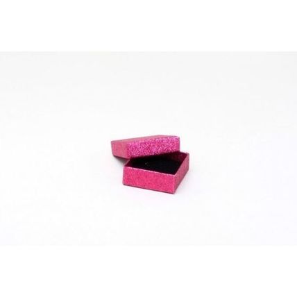 Small square Fuschia Pink glitter gift boxes box approx 5 cm x 5 cm x 2 cm