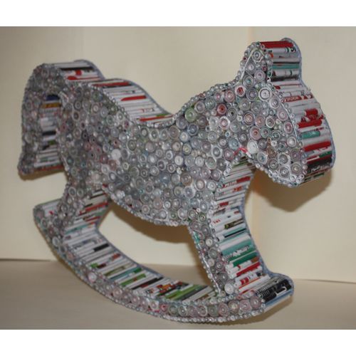 Upcycled Paper Rocking Horse Sculpture