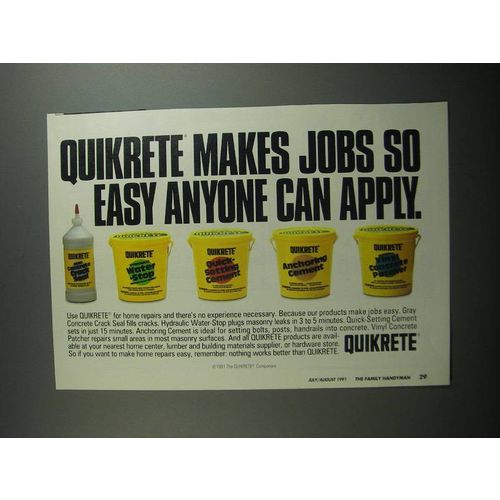 1991 Quikrete Products Ad - Quikrete makes jobs so easy anyone can apply