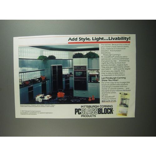 1991 Pittsburgh Corning PC GlassBlock Ad - Add style, light Livability