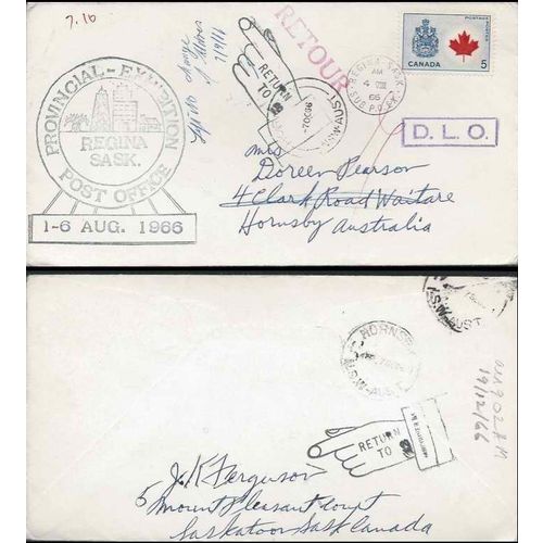 Canada Dead Letter Office (DLO) 1966 multiple cancels Centennial RETURNED