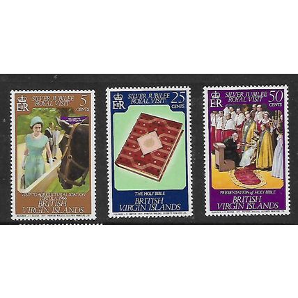 BRITISH VIRGIN ISLANDS 1977 SILVER JUBILEE ROYAL VISIT SET 3 V SG371/373 M MINT