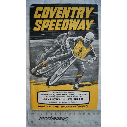 1968 Coventry v Swindon Speedway Programme - 18th May