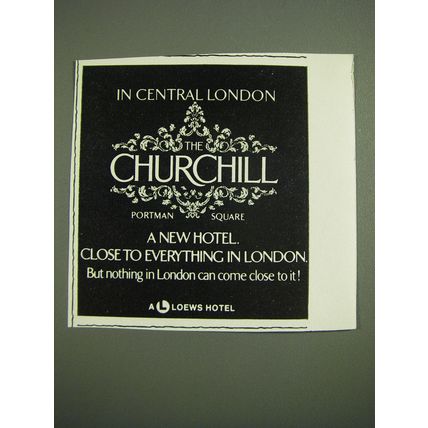 1971 Loews hotel The Churchill Advertisement - In Central London