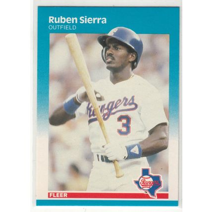 1987 Fleer Ruben Sierra rookie baseball card #138 – Rangers RC