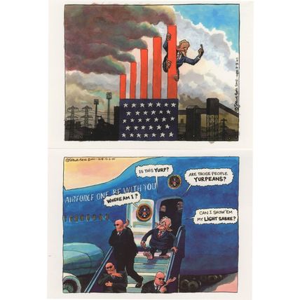 US President Air Force One American Political Humour 2x Postcard s