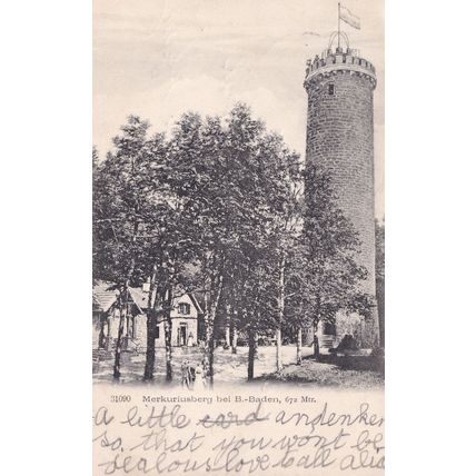 Merkuriusberg Baden Baden Germany Antique Postcard