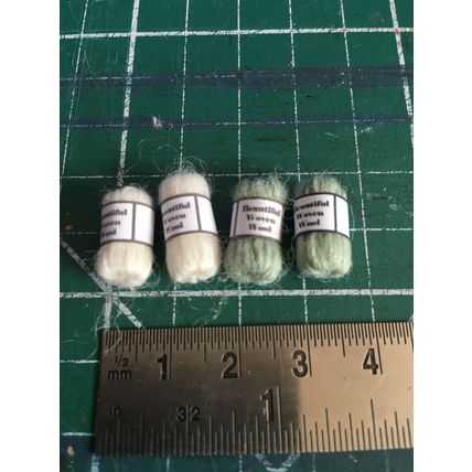 4 Balls of Wool 2 Green & 2 Cream 1:12th Dolls House Miniature
