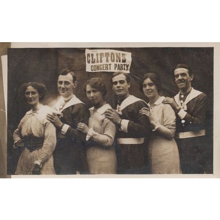 Clifton's Concert Party Military Sailor Music Hall Old RPC Postcard