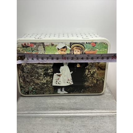 Boy & Girl Photo Massilly France Vintage EMPTY Collectible Tin Storage Container