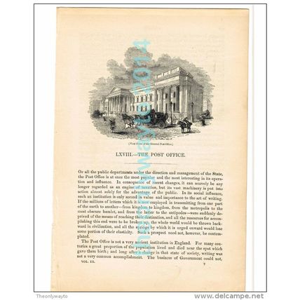 WEST FRONT OF THE GENERAL POST OFFICE, LONDON, BOOK ILLUSTRATION/PRINT, 1842