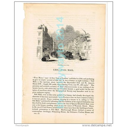 PALL MALL c1740, LONDON, BOOK ILLUSTRATION/PRINT, 1842