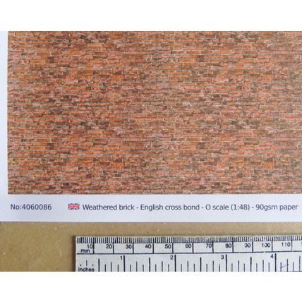 Papier brique vieillie pour O gauge - échelle 1:48 - feuille A4 (297 x 210 mm)