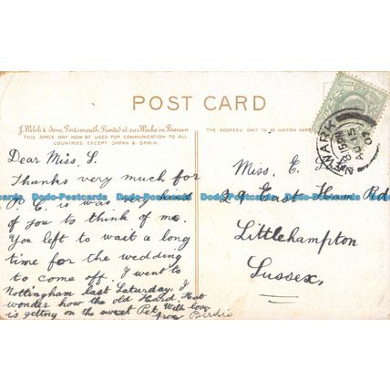 R054907 Old Postcard. Girl and Boy. 1907