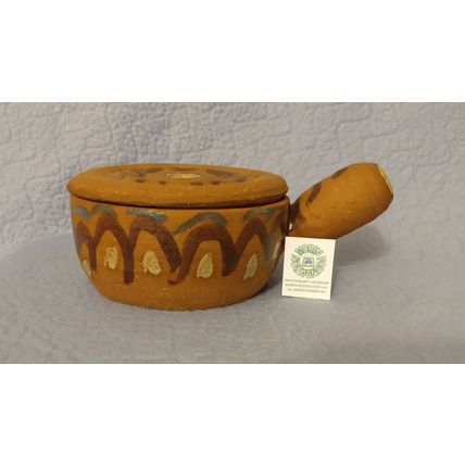 STONEWARE TERRACOTTA COVERED SOUP or CHILI BOWL SIGNED HALINA