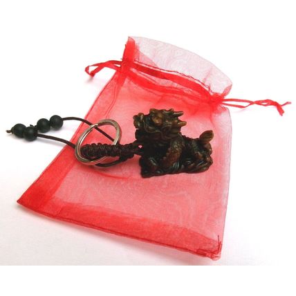 LUCKY DRAGON KEY RING CHARM - CHINESE NEW YEAR - YEAR OF THE DRAGON WOOD EFFECT