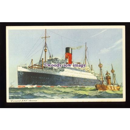 LS1292 - Cunard Liner - Ascania & Bar Light Vessel - artist - postcard