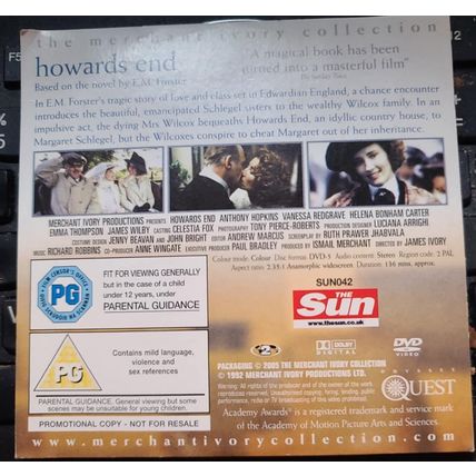 Howards End DVD Promo The Sun Anthony Hopkins Emma Thompson