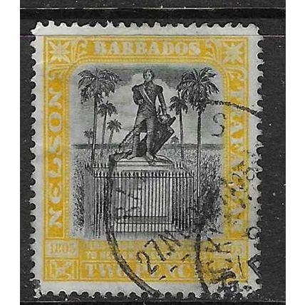 BARBADOS 1906 WMK CROWN CC NELSON CENTENARY 2d USED SG148