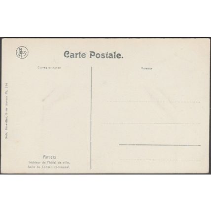 Salle du Conseil Communal, Hôtel de Ville, Anvers, c.1905 - Nels CPA
