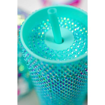 Green Full Rhinestone Straw Cup