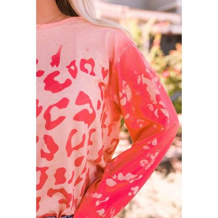 Pink Bleached Cheetah Print Sweatshirt